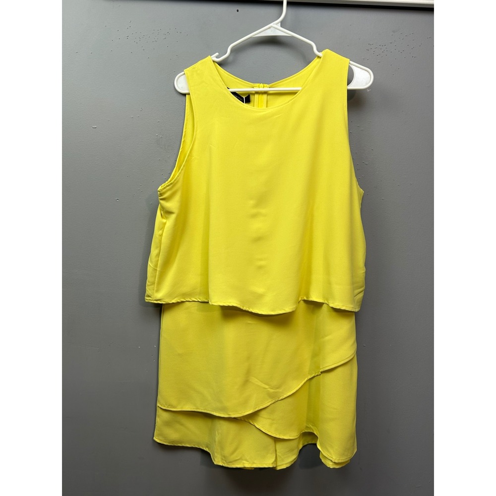 Dokotoo Romper Women XL Yellow Layered Tiered Sleeveless Asymmetrical Ruffle NEW
